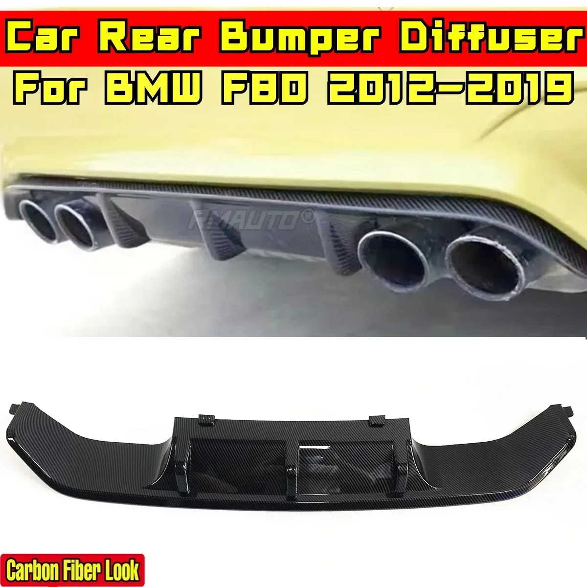 F80 Rear Bumper Lip Glossy Black Sport Style Car Rear Bumper Splitter Spoiler Car Accessories For BMW F80 2012-2019 Body Kit