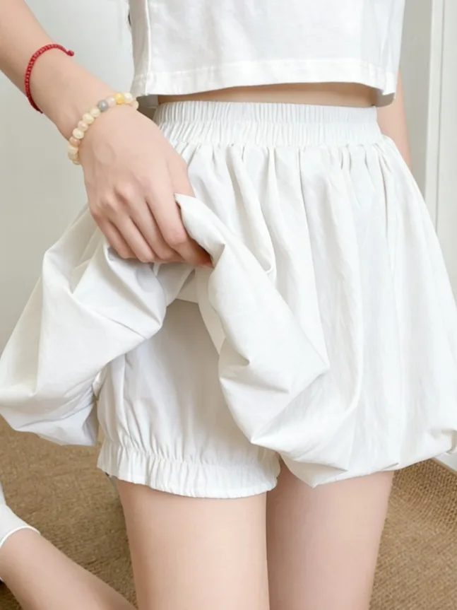 Spring Summer 2026 New Style Six Color Pumpkin Safety Pants Bubble Skirt Anti-Aging Slimming Versatile Half Skirt Women's Fas...