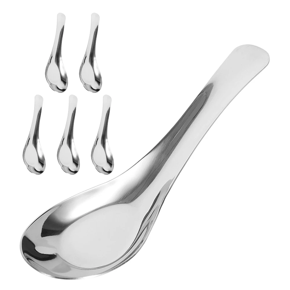 6 uds cucharas inferiores cucharas de sopa de cena cuchara de sopa de cena de acero inoxidable productos de cocina coreanos salsa de arroz