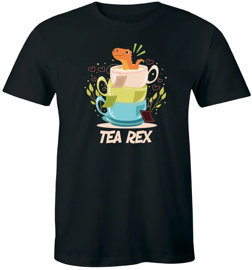 Tea Rex Tee TRex Dinosaur In Teacup Graphic T-Shirt Unisex High Quality 100%Cotton Short Sleeve