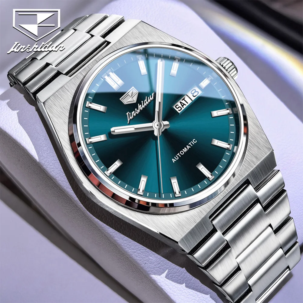 JSDUN 8996 Luxury Automatic Mechanical Watches Men Stainless Steel Waterproof Date Week Business Wristwatch Big Dial Reloj
