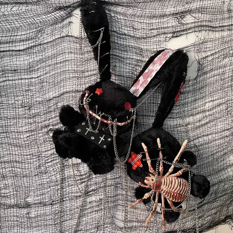 Kreskówka Kawaii urocza puszysty królik torba na ramię osobowość Lolita gotycki krzyż torby Crossbody kobiety Harajuku słodkie plecaki Y2k