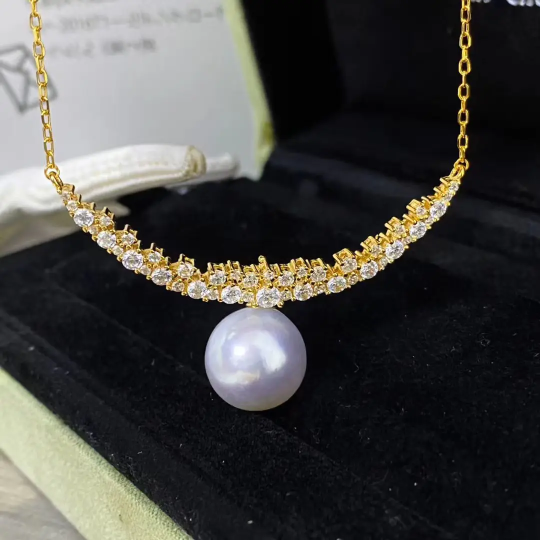 S925 Sterling Silver Necklace Findings Jewelry Base Settings Mountings Parts Mounts for 12-13mm Pearls Stones 5pcs/lot