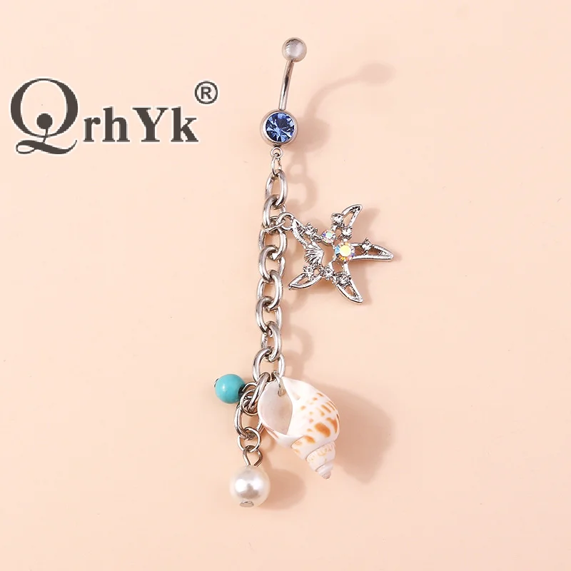 Praia do umbigo Anel, concha Pentagrama Shell, Starfish Stud Piercing