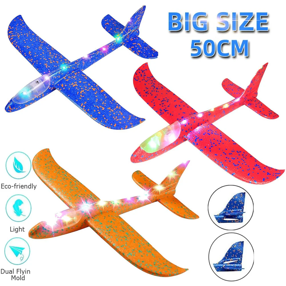 

1PC Large Foam Plane Glider Hand Throw Airplane EPP Light Up Flight Glider Outdoor Flying Toy Gifts for Children Boys Girls