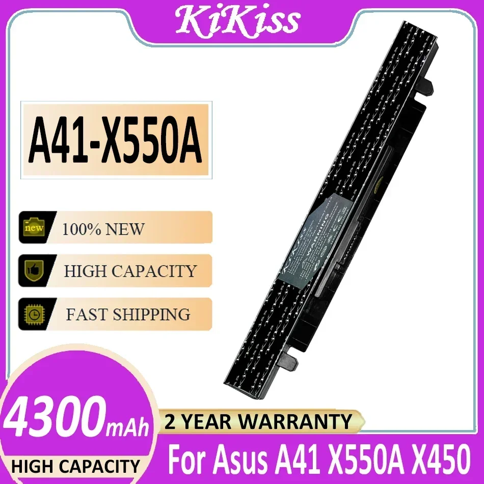 KiKiss Battery A41-X550A 4300mAh For Asus X450C X550CA A450 A550 X550L X550A X550 X550C X550B X550V A41 X550A X450 Bateria