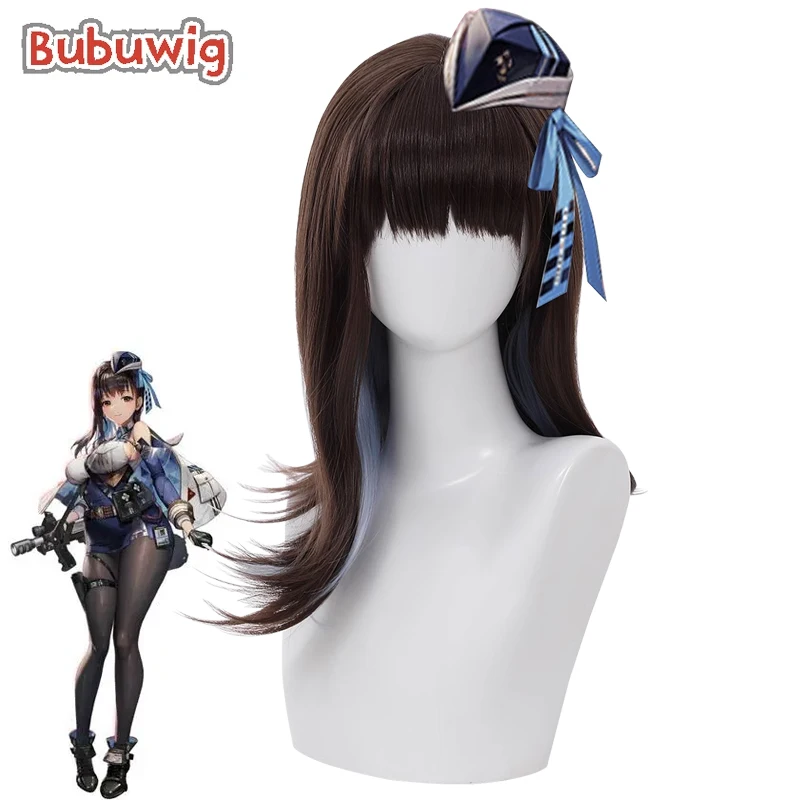 

Bubuwig Synthetic Hair Mary Ann Cosplay Wigs Nikke The Goddess Of Victory Mary Ann 48cm Long Brown Mixed Blue Wig Heat Resistant