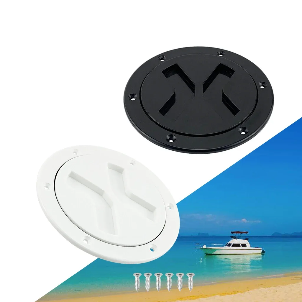 1Pc Black 103mm/4.05Inch ABS Plastic Marine Yacht RV Boat Round Deck Inspection Plate Hatch Cover Accessories with Twist Screws