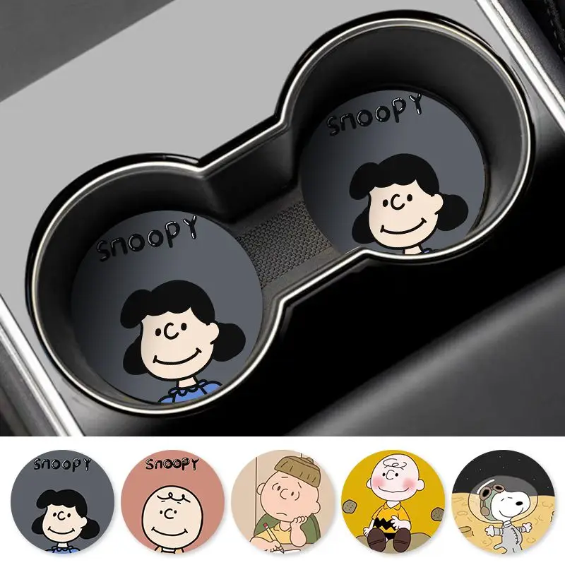 Snoopy Aerospace Series Cartoon Car Water Cup Slot Mat Creative Car Decorative Rubber Water Cup Anti-Slip Storage Mat Universal