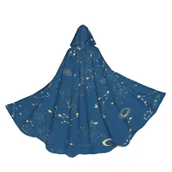 Cosplay Medieval Costumes Space Galaxy Constellation Print Hooded Cloak Capes Long Robes Jackets Coat Carnival
