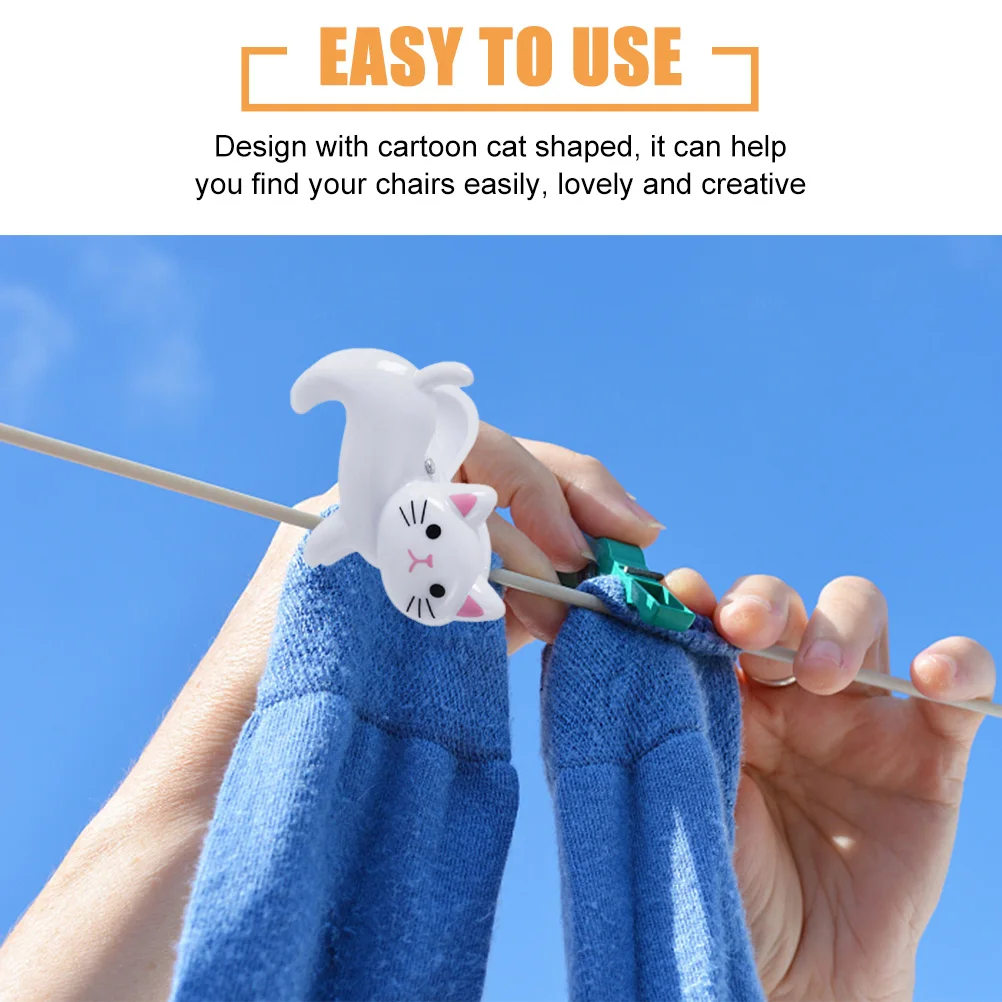 

6pcs Multifunctional Lingerie Clips Cat Shape Iron Clothespins Strong Non Slip Large Thick Household Windproof Sock Quilt