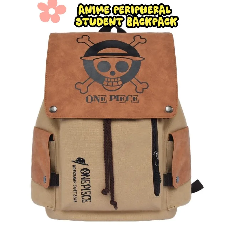 

Anime peripheral backpack thickened canvas men's and women's backpack One Piece canvas bag Naruto drawstring bag