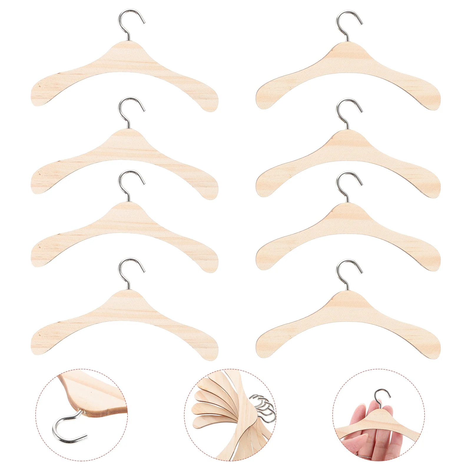 20 Pcs Trouser Hangers Dolls Accessory Wooden Clothes BJD Accessories Light Brown Travel