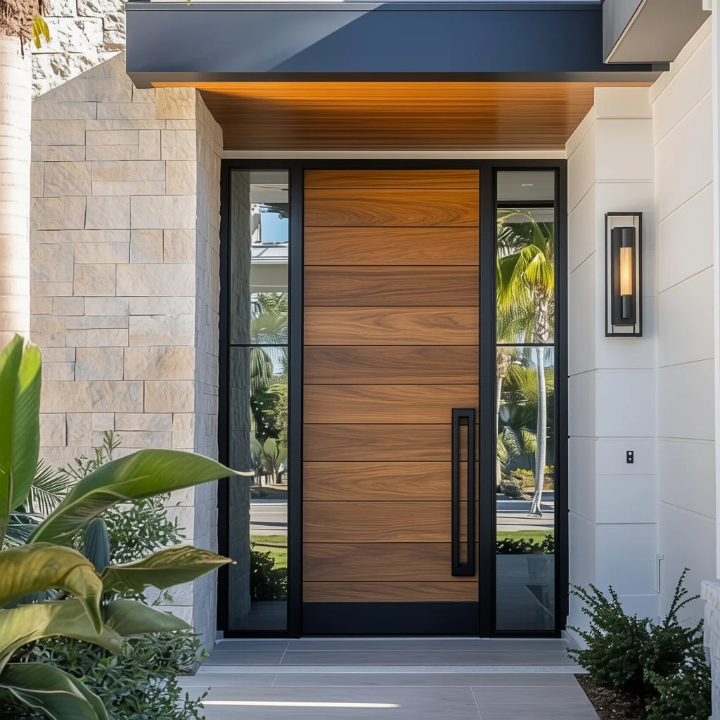 Porte d'entrée en aluminium intelligente, antivol, sécurisée, moderne et luxueuse pour villa, maison