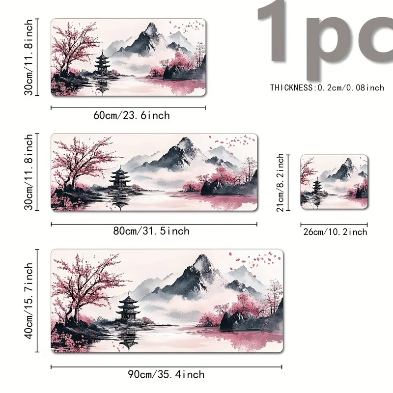 Large Japanese Ink Landscape Mouse Pad Non-Slip Gaming Keyboard Desk Pad Office Laptop Computer Gifts Boyfriend Girlfriend