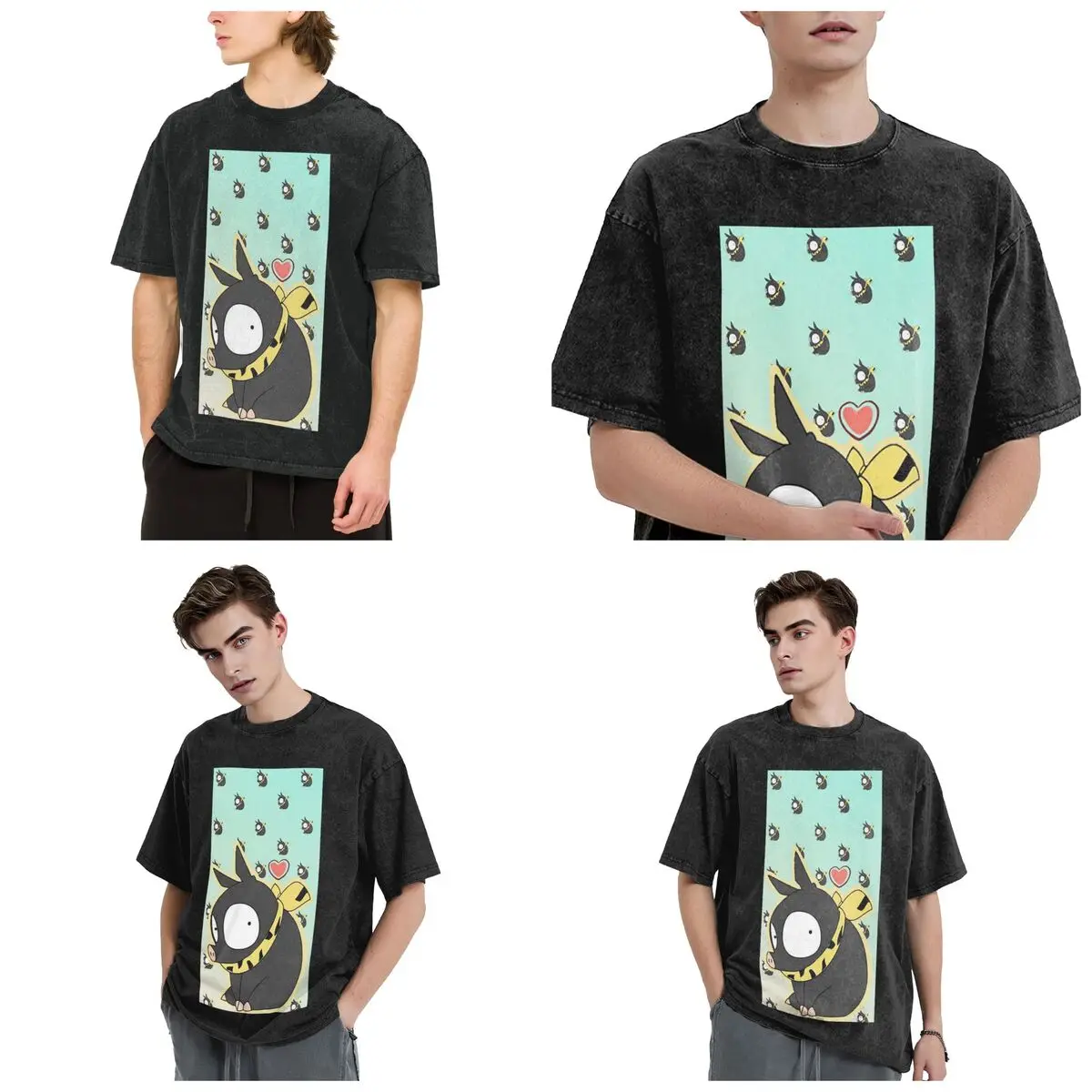 Streetwear T-Shirts P-chan Ryoga Lost Pig Ranma 1/2Adventure Comedy  Washed T Shirt Short Sleeve Hip Hop T-Shirt Tops Tees