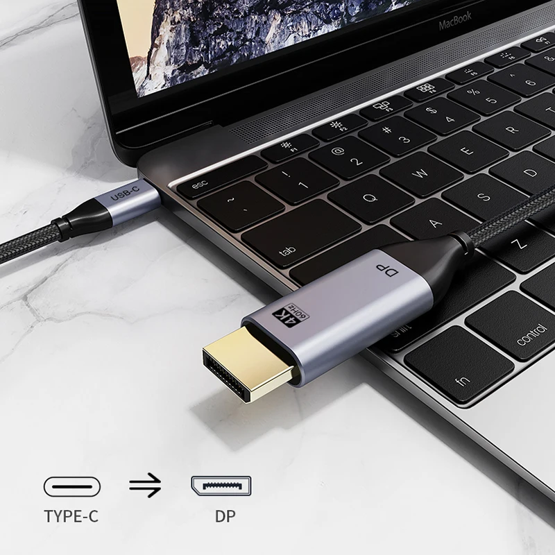 CABLETIME DP Cable USB-C to DisplayPort Cable 4K 60Hz Thunderbolt 3 USB 3.1 USB-C to DP Adapter for Laptop MacBook Pro Video