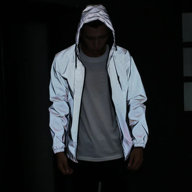 Reflective Jacket Men Women Spring Autumn Hooded Windbreaker Varsity Sportswear Waterproof Coats For Boy GirlsA1