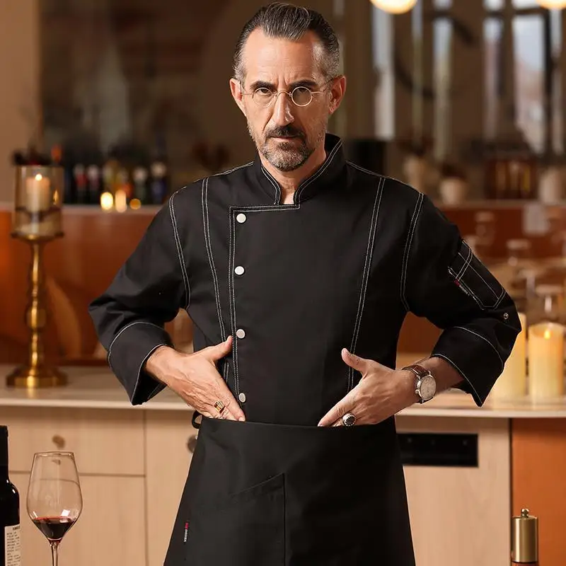 Uniforme de Chef de comedor para mujer, ropa de trabajo de cocina trasera de invierno de manga larga para Hotel, restaurante, cantina para hornear, moda