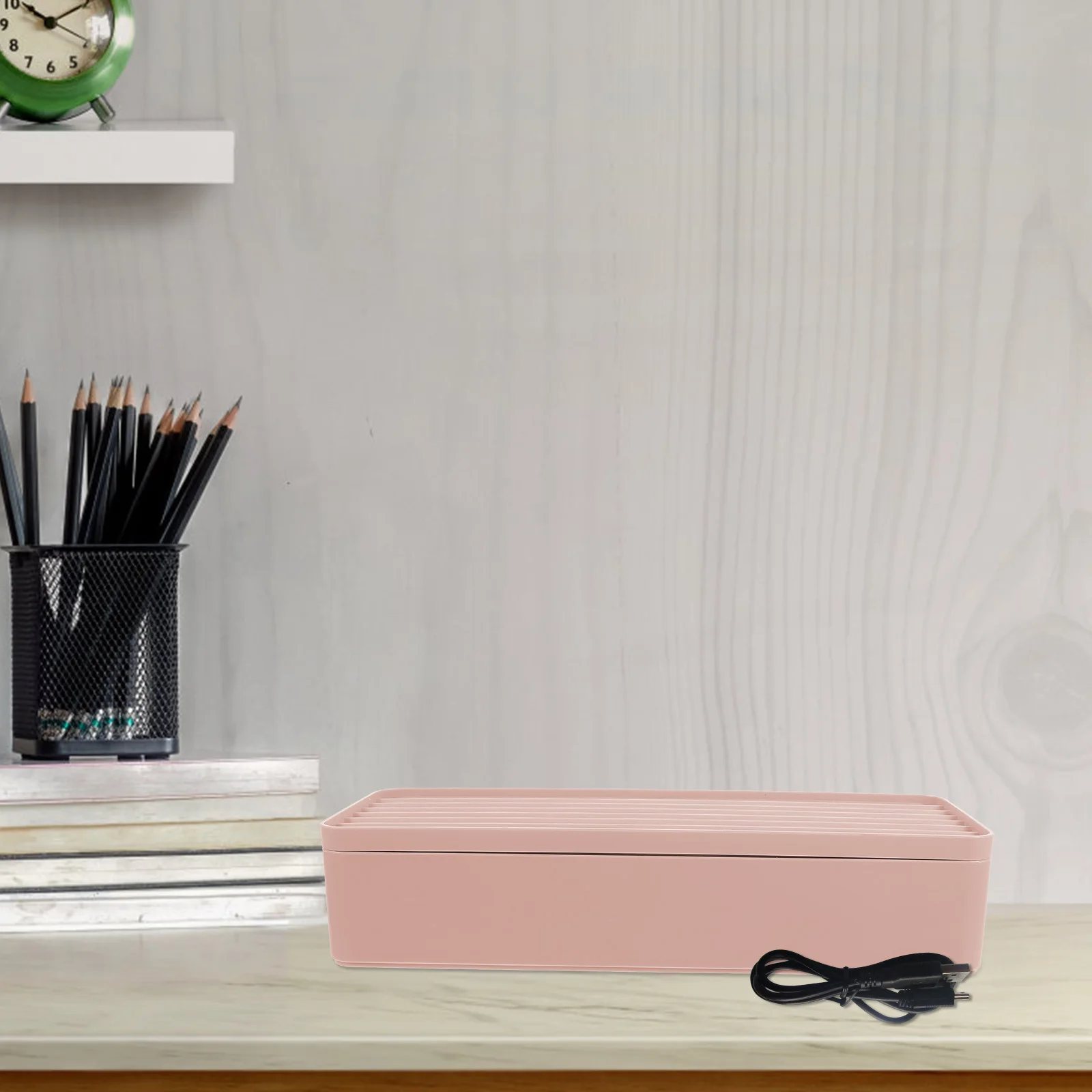 

Cable Management Box for and Data Cords Desktop Organizer with Lid Cord Storage Solution for Electronics Accessories