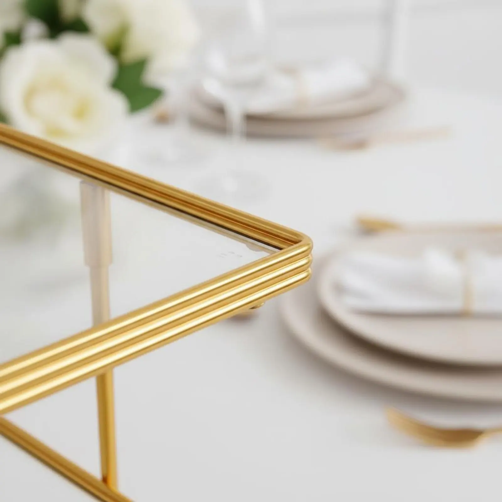 

3 Tier Dessert Display Stand Glass Shelves 3 Tier Cake Stand Tiered Dessert Display Gold Finish for Wedding, Birthday Party