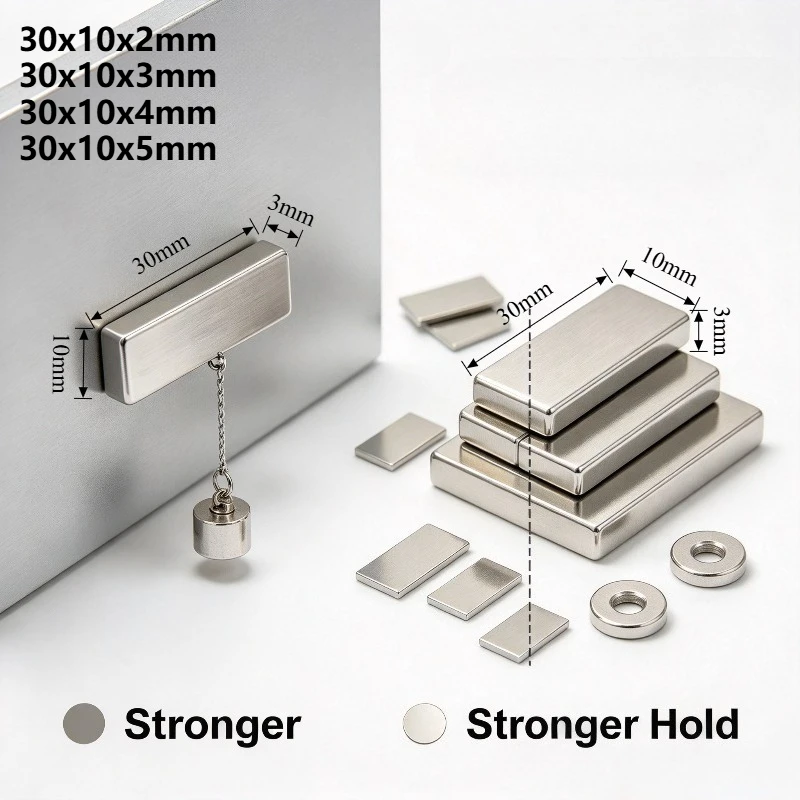 30x10x2 30x10x3 30x10x4 30x10x5mm N35 Rectangular Block Neodymium Magnet for DIY Home Decor Fridge Industrial