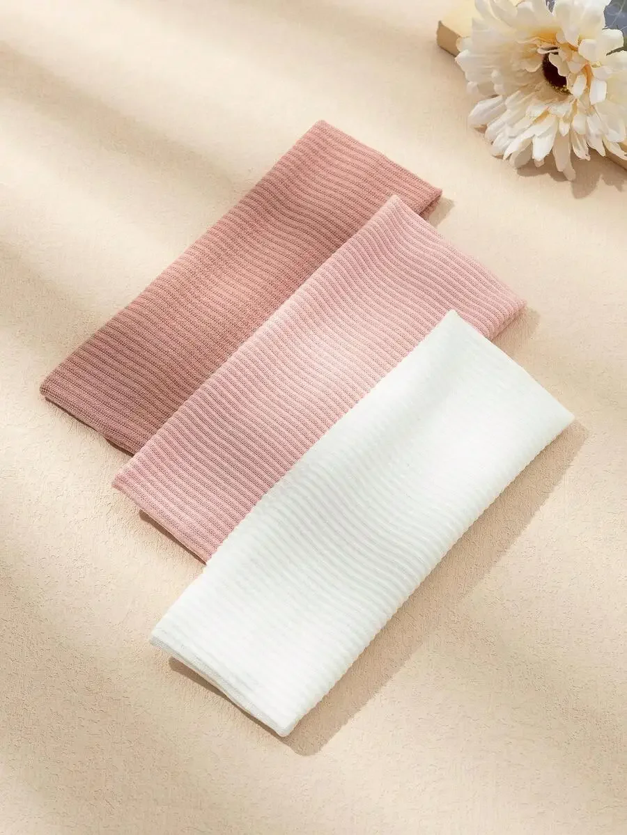 

3pcs Women Solid Rib Knit Hair Band Casual Headband Soft Sweatband For Daily Wear