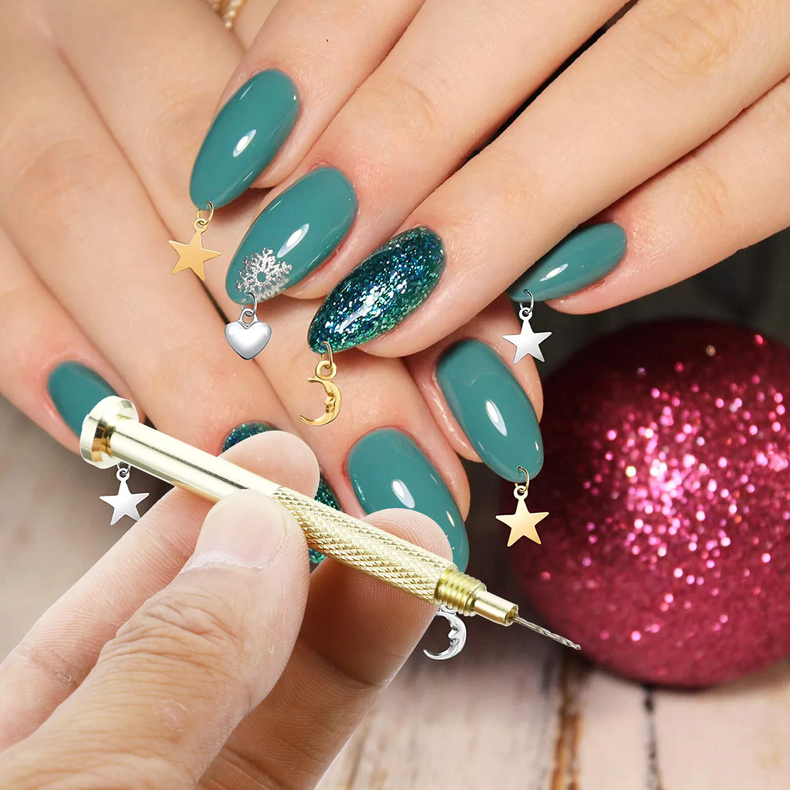 3Pcs Nail Art Hand Drills Metal Durable Piercing Tools DIY Acrylic Gel Tip Charm Jewelry Accessory Nail Hand Drills