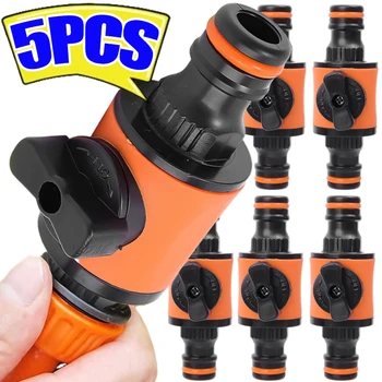1/5 pces 16mm igual mangueira de jardim válvula de desligamento montagem tubo plástico torneira adaptador junta rápida para rega irrigação lavagem carro