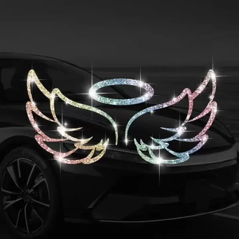 1PC Funkelnde Schutzengel Flügel Fenster Glas Aufkleber Wasserdicht für Auto Tankdeckel Motorrad Universal Vinyl Aufkleber