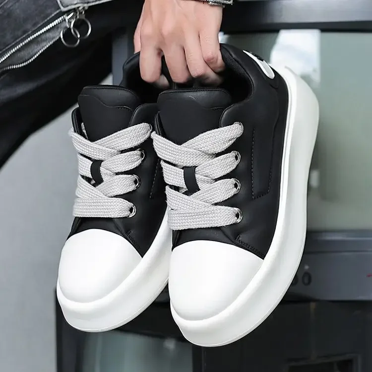 Sneakers Casual Mens Designer White Board Shoes Fashion Microfiber Leather Breathable Height Increased Flat Platform Sport Shoes