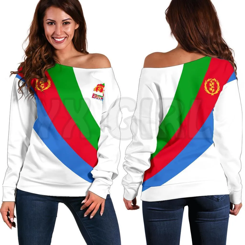 YX GIRL Eritrea Special Flag  3D Printed Novelty Women Casual Long Sleeve Sweater Pullover