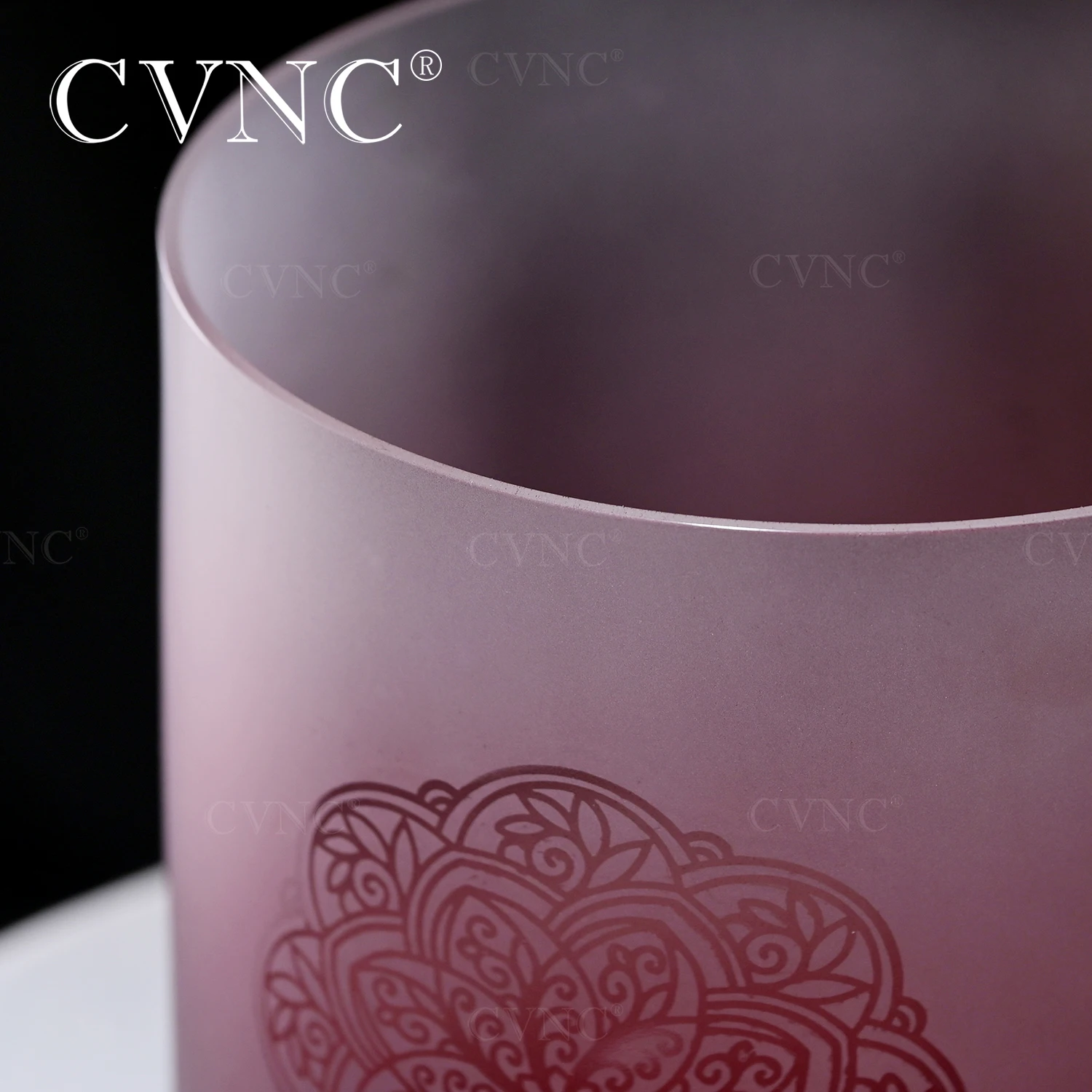 CVNC 7 Inch Bloomy Red Flower Romantic Quartz Alchemy Crystal Singing Bowl for Meditation and Sound Instrument with Mallet