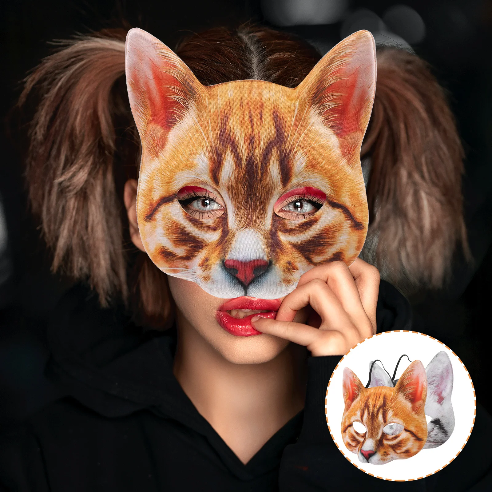 

2pcs Cat Mask Animal Design Mask For Women Party Cosplay Halloween Masquerade Carnival Festival Decorative Unique Cute Lovely