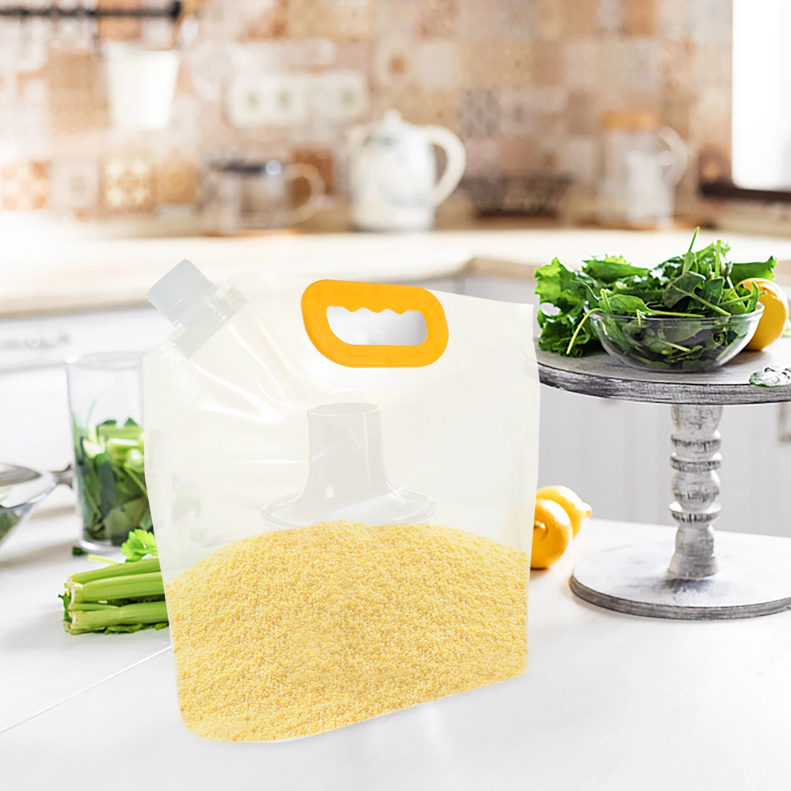 

Transparent Grain Bag Dried Food Storage Self Sealing Wrapping Nozzle Resealable Nuts Packaging Hollow H Pouch Reusable