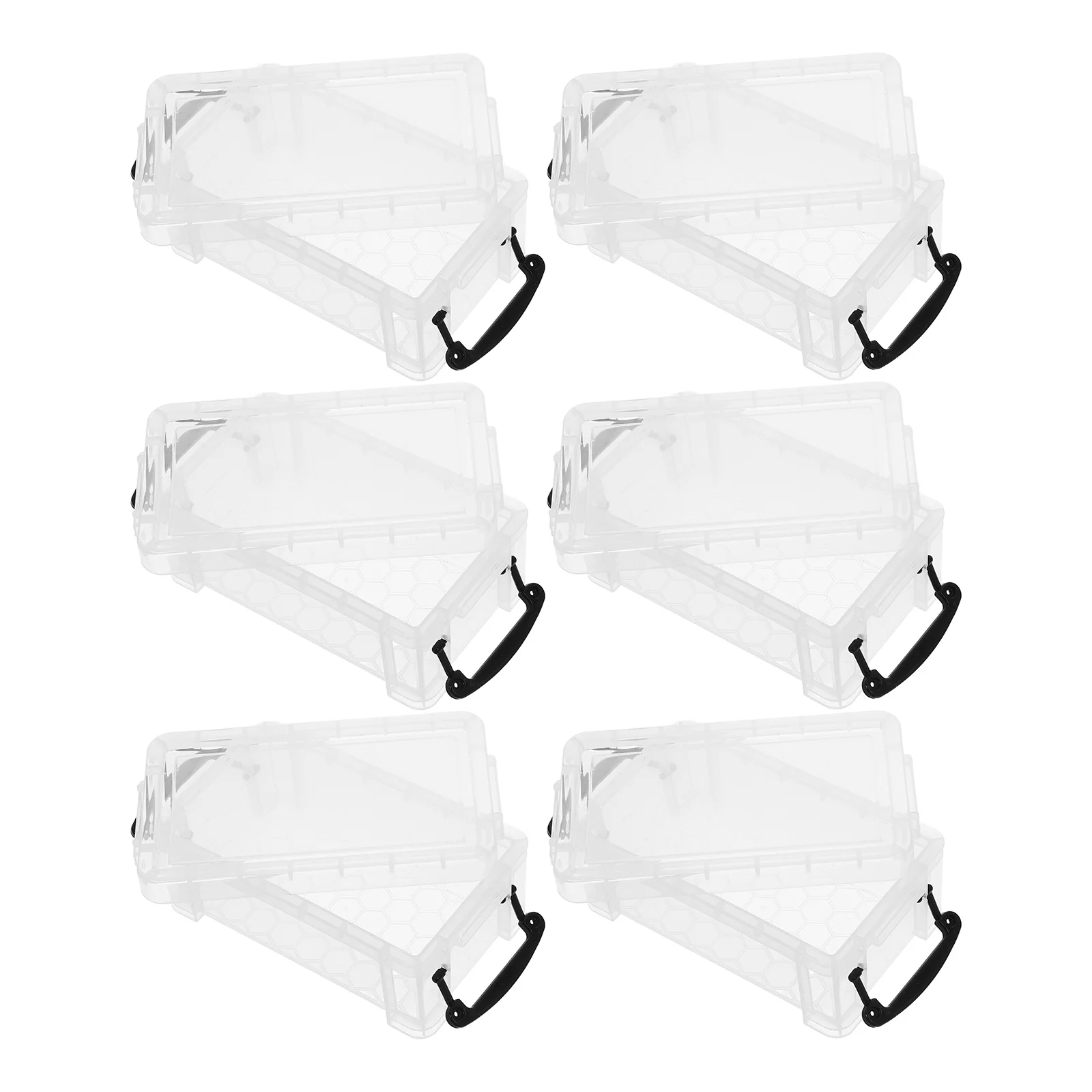 

6 Pcs Pencil Case Storage Box Large Organizer Lock Marker Bins with Lids Plastic Clear