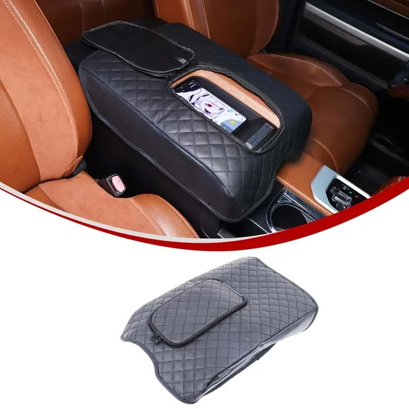 

For Toyota Tundra 2007-2021 Car Leather Armrest Case Console Cover with zipper Black Car Interior Accessories