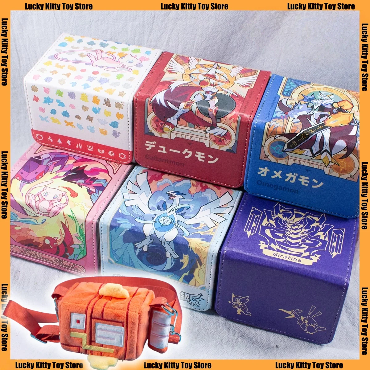 

PTCG Card Box Miraidon Mew Lugia LTCB Yu-Gi-OH! Anime Game Collection Card box Omegamon Gallantmon Large capacity side plug 100