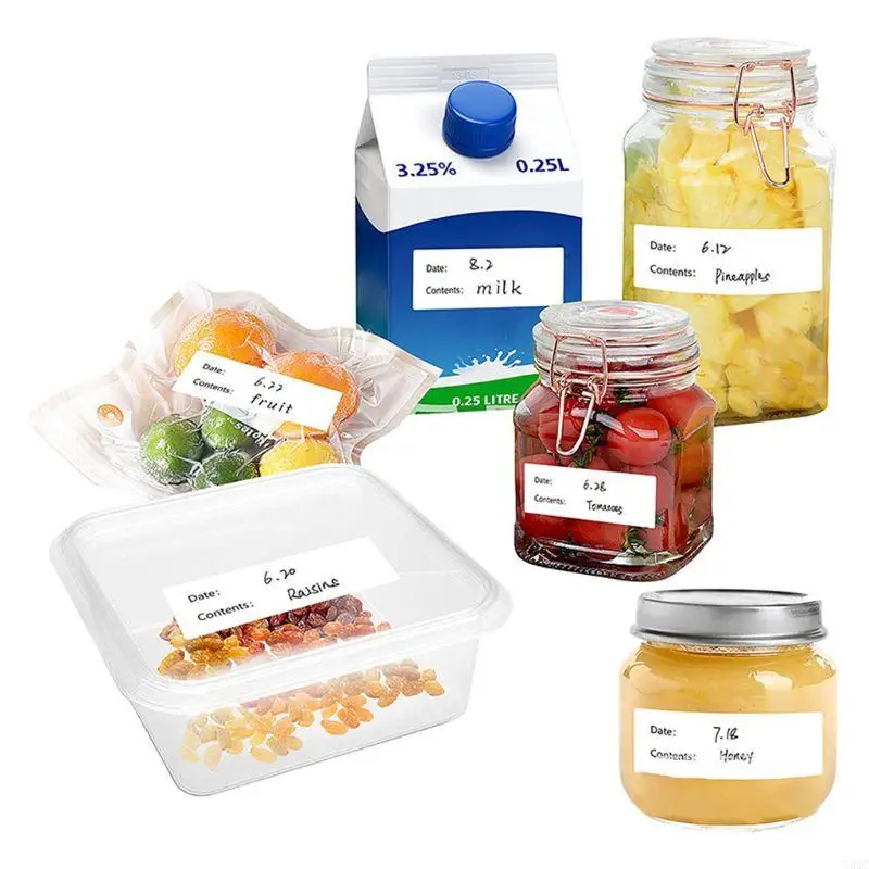 G92C 500pcs Kitchen Stickers Refrigerator Freezer Storage Date Content Labels for Container Bag Jar Packing