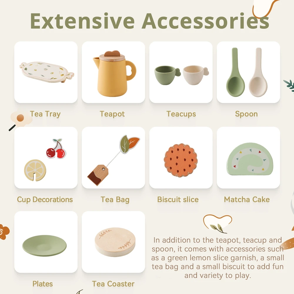 Montessori Spielzeug Mädchen Holz Tee-Sets Spielzeug Pretend Spielen Baby Spielzeug Kaffee Kuchen Nachmittag Tee Bildung Spielen Haus kinder Spielzeug