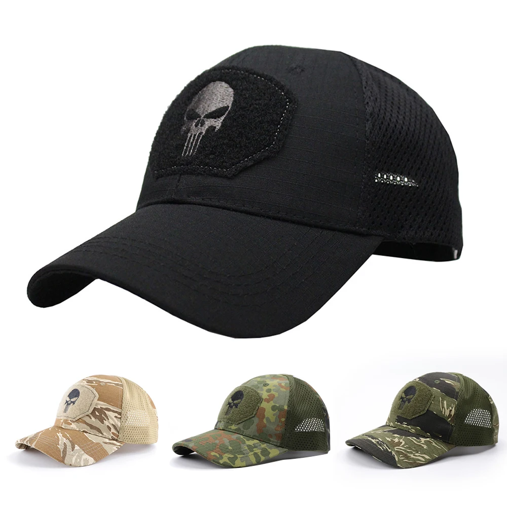 Camouflage Tactical Army Military Skull Baseball Caps Combat Paintball Basketball Football Adjustable Summer Sun Hats Men Women