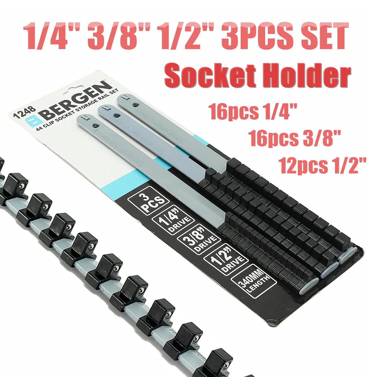 Socket Rack Divider Rail Tray Holder Shelf Organizer Storage 1/4'' 3/8'' 1/2''