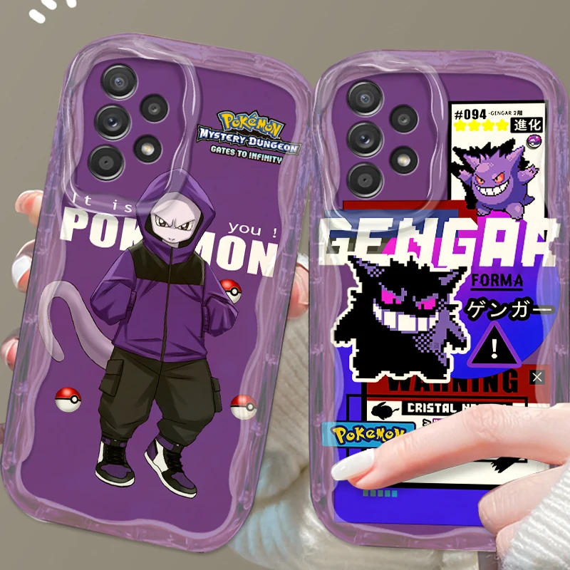 Pokemon Mewtwo Gengar Cute For Samsung A55 A54 A53 A52 A35 A34 A33 A32 A25 A24 A23 A22 A21S A15 A13 A14 5G Wave Oil Cover