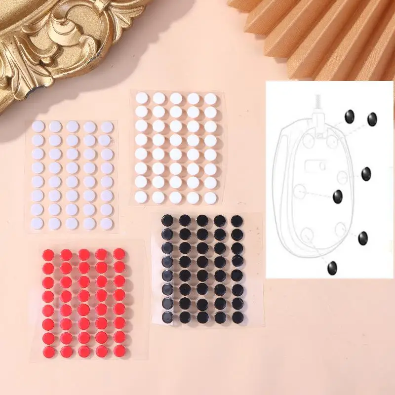 New 40Pcs 6.5mm Diameter 0.8mm Thickness Small Dots Universal Mouse Skates For Mouse Foot Glide Feet Sticker