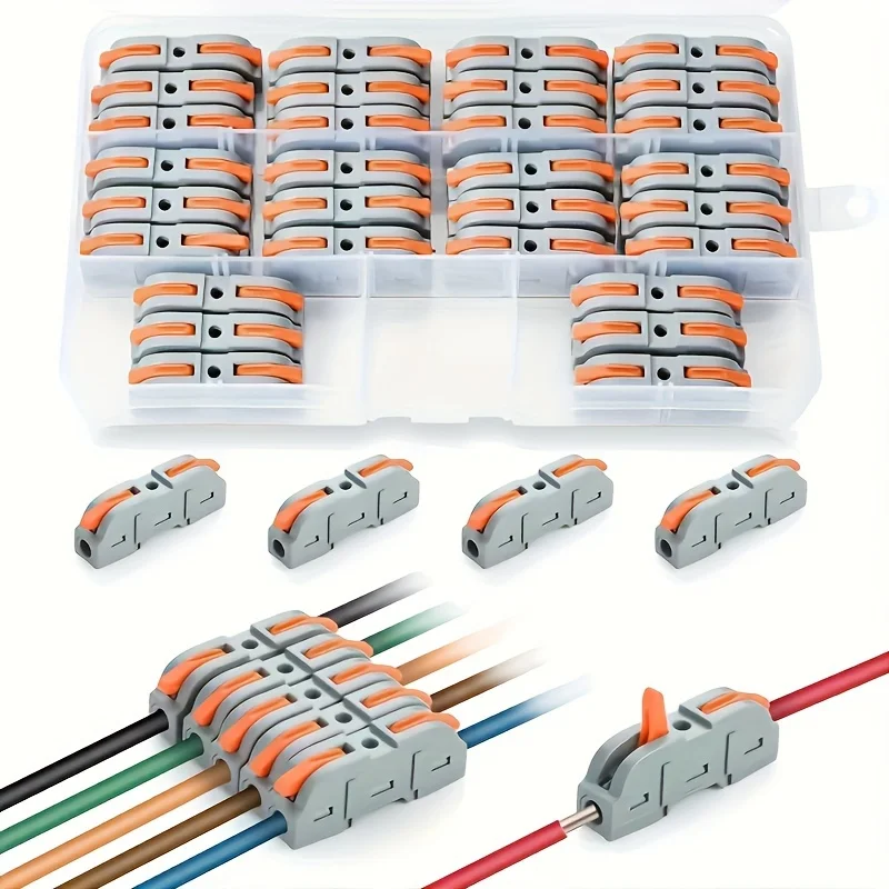 35/50 /100 Pieces Lever Wire Connector for Quick Connection 28-12 Awg 1 Pair 1 Direct Plug Wire Connector Compact Connector