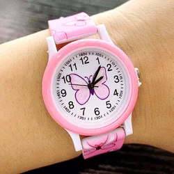 Montre-bracelet à quartz pour enfants, papillon, nuage, dessin animé, mignon, cadeaux pour filles, horloge, mode, nouveau