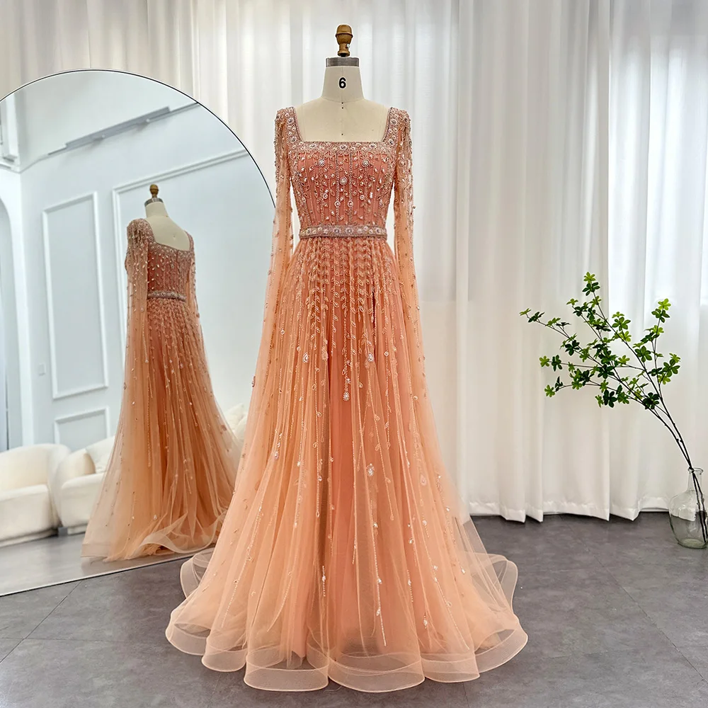 Vindal Evening dresses Organza Appliques Floor-Length Long-sleeve O-Neck Exquisite Gorgeous High-Quality السعود For Woman 2024