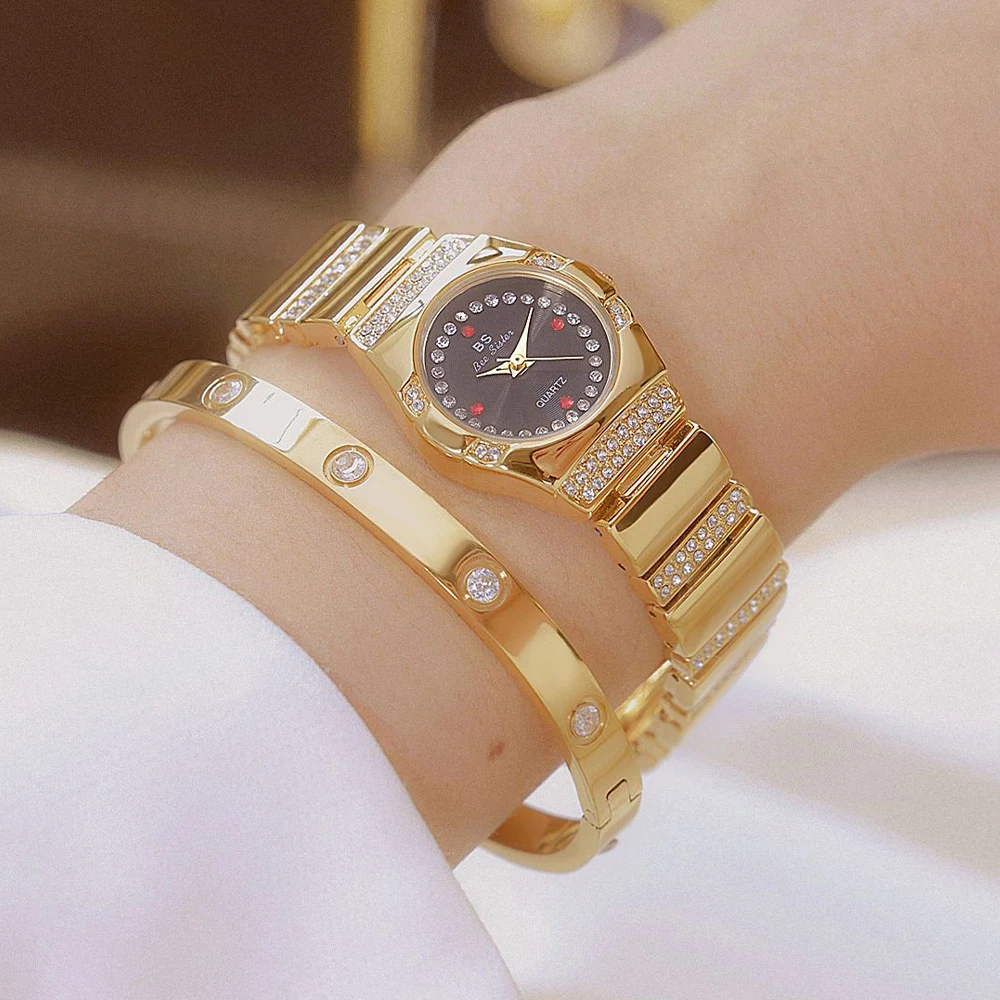 BS Bee Sister Fashion Elegancki damski zegarek Luksusowe damskie zegarki na rękę z okrągłą tarczą Stop Kwarc Wodoodporne zegarki damskie Prezenty