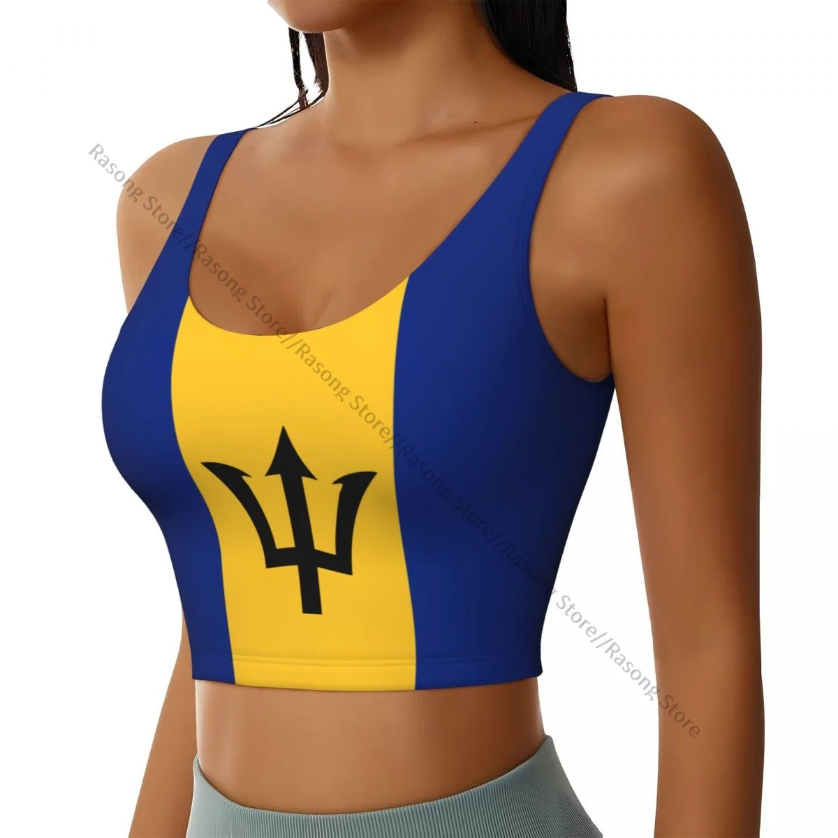 Women Sexy Sports Vest Barbados Flag Female Streetwear Sport Lingerie Tee Crop Top