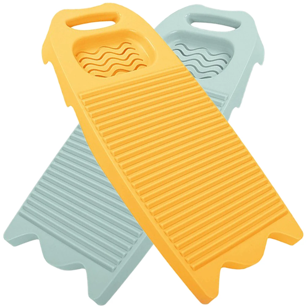 

2Pcs Portable Plastic Laundry Washboard For Clothes Easy Drainage Hanging Design Family Washboard Space Saving Cleaning Aid
